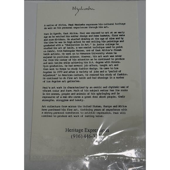 PAUL NZALAMBA Signed THE DRUMMER African Black Exotic Vibrant Art Print 8X10 Mat - Picture 3 of 3